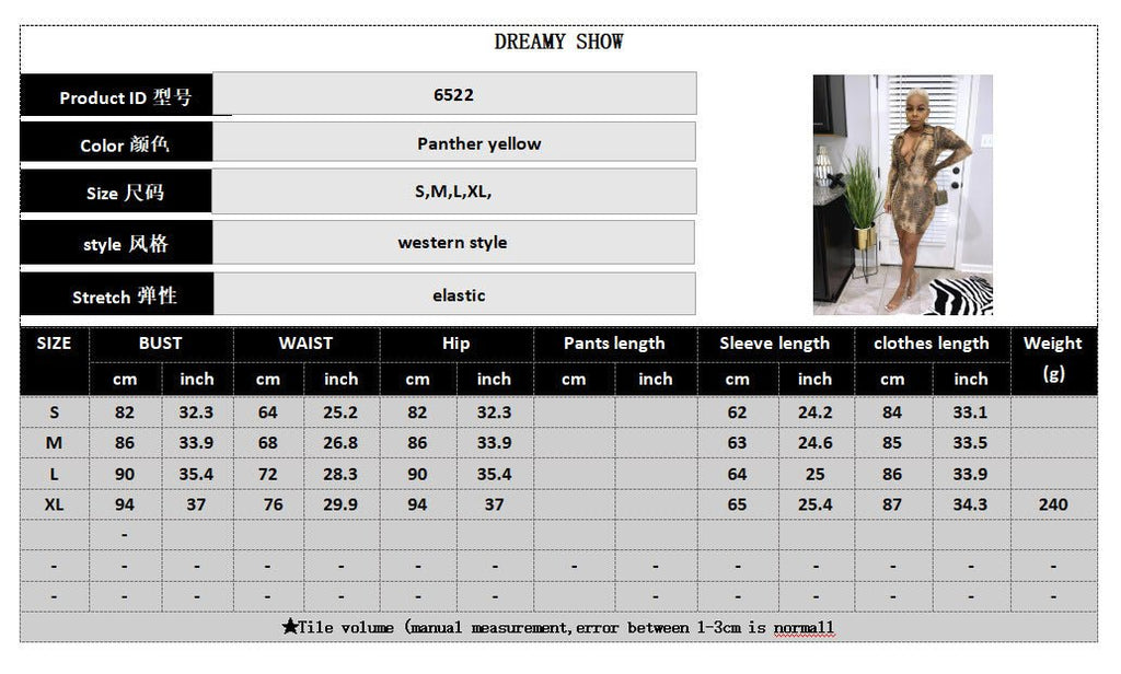 6522 Cross-border Fashion Sexy V-neck Spice Girls Women's Long Sleeve dress Autumn and Winter New Elegant Hip Dress Leopard Print - Cozy & Co. Market