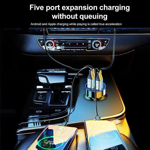 66-250W PD Car Charger QC3.0 Fast Charge One to Six Car Cigarette Lighter Plug Car Charger Flash Charge with Digital Display - Cozy & Co. Market