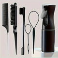6pcs/Set Hair Brush Set Hairdressing Spray Bottle Hair Braiding Loop Rat Tail Comb Teasing Hair Brsuh Edge Control Hair Brush - Cozy & Co. Market