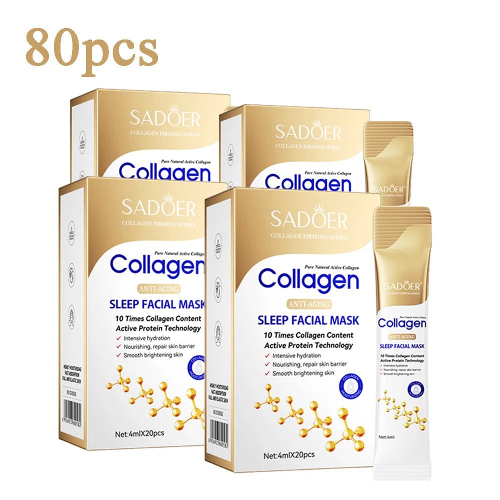 80pcs SADOER Collagen Sleeping Facial Masks Face skincare Moisturizing Brightening Firming Hydrating Face Mask Facial Skin Care - Cozy & Co. Market