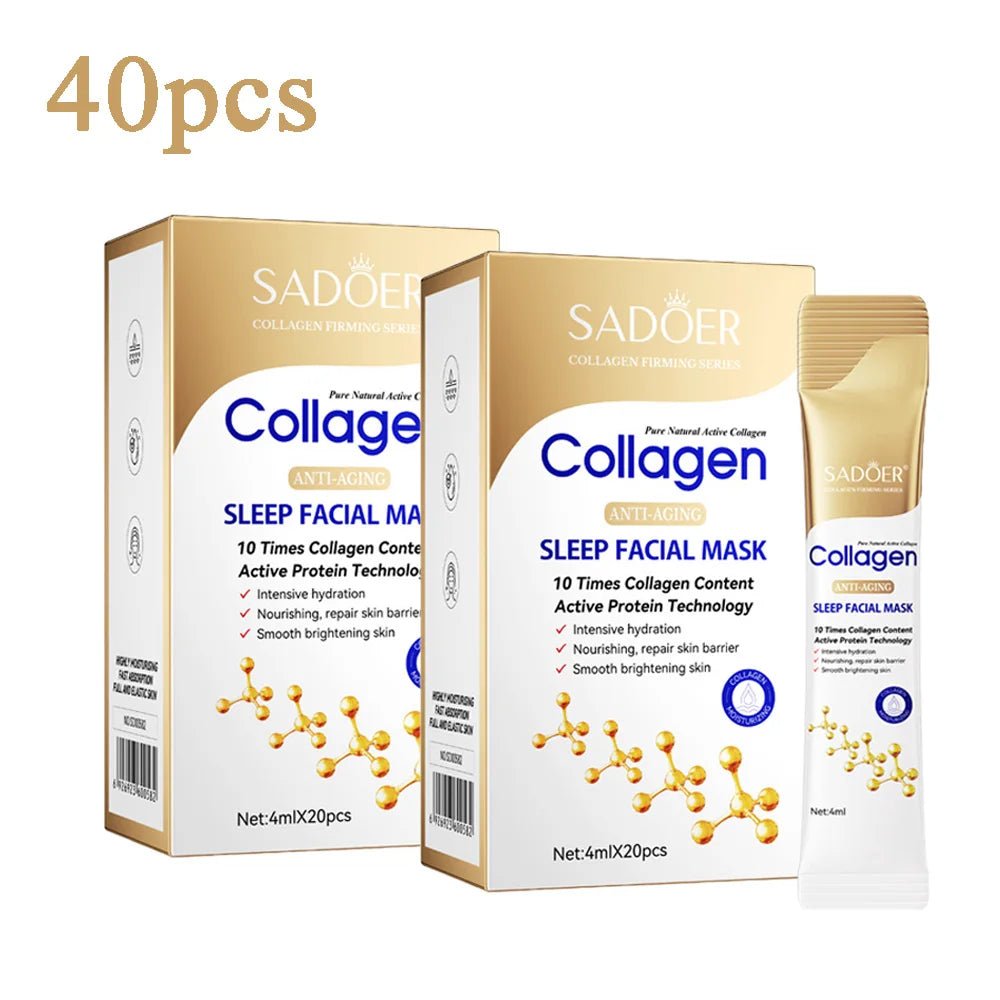 80pcs SADOER Collagen Sleeping Facial Masks Face skincare Moisturizing Brightening Firming Hydrating Face Mask Facial Skin Care - Cozy & Co. Market
