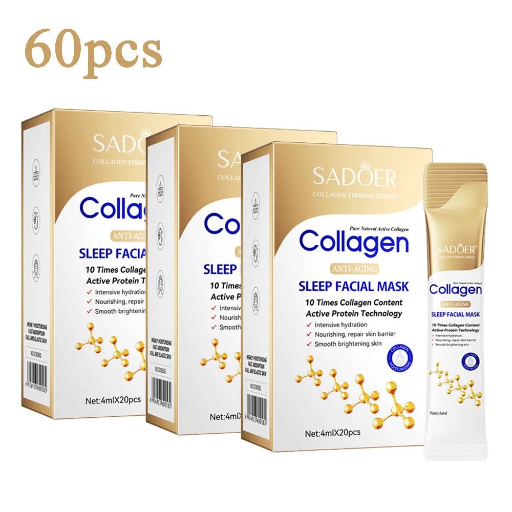 80pcs SADOER Collagen Sleeping Facial Masks Face skincare Moisturizing Brightening Firming Hydrating Face Mask Facial Skin Care - Cozy & Co. Market