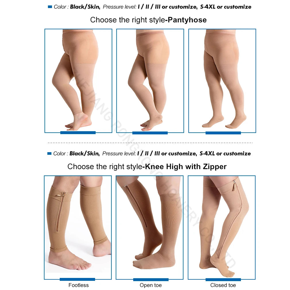 Medias Compresivas Varicose Veins Medical Compression Socks 15-23mmhg Zipper Compression Stockings