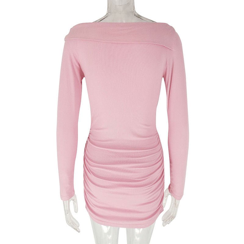 AC452 European and American Cross-border Early Spring Slim Fit dress Women's 2024 New Slim Fit Slimming Long Sleeve Hip Skirt Women - Cozy & Co. Market