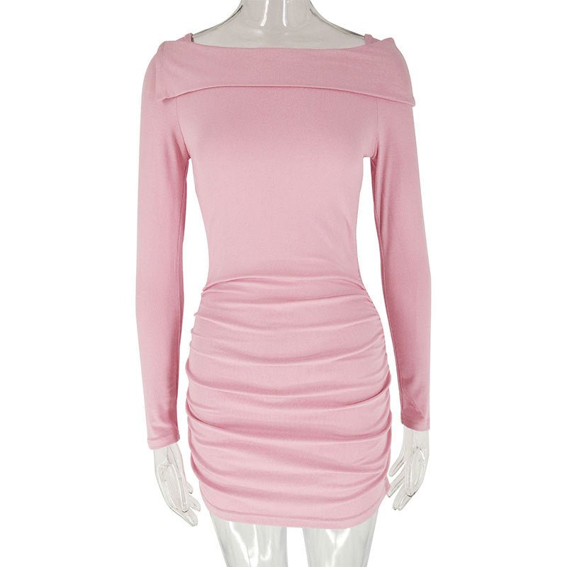 AC452 European and American Cross-border Early Spring Slim Fit dress Women's 2024 New Slim Fit Slimming Long Sleeve Hip Skirt Women - Cozy & Co. Market
