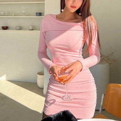 AC452 European and American Cross-border Early Spring Slim Fit dress Women's 2024 New Slim Fit Slimming Long Sleeve Hip Skirt Women - Cozy & Co. Market