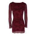 AC668 European and American Cross-border Explosions 2024 Early Spring Sexy Hot Girl Mesh Floral Crewneck Long Sleeve dress Women - Cozy & Co. Market