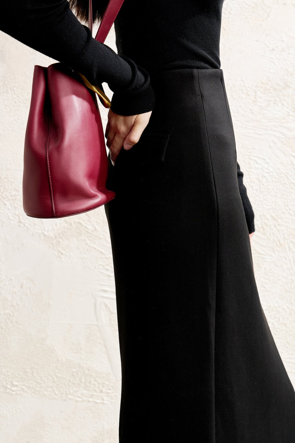 Acetate Cashmere Skirt Women's Mid-Length High-End Elegant High-Waist Slimming Rear Split Wool Straight Skirt Autumn and Winter New - Cozy & Co. Market