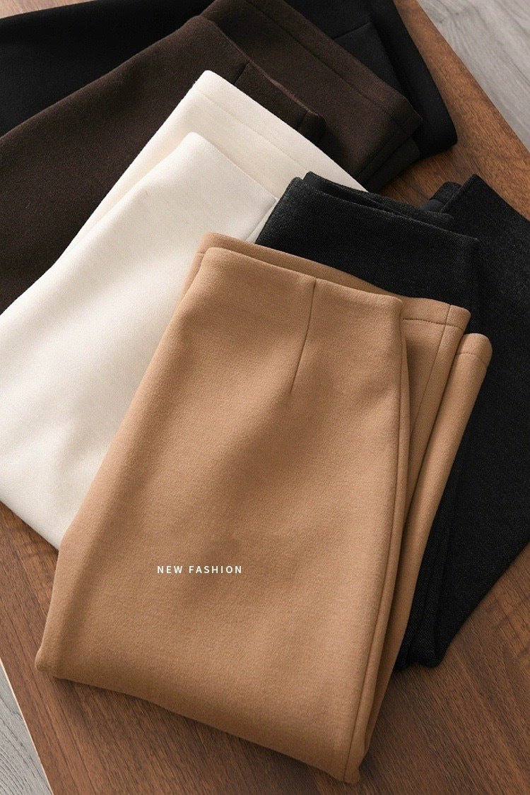 Acetate Cashmere Skirt Women's Mid-Length High-End Elegant High-Waist Slimming Rear Split Wool Straight Skirt Autumn and Winter New - Cozy & Co. Market