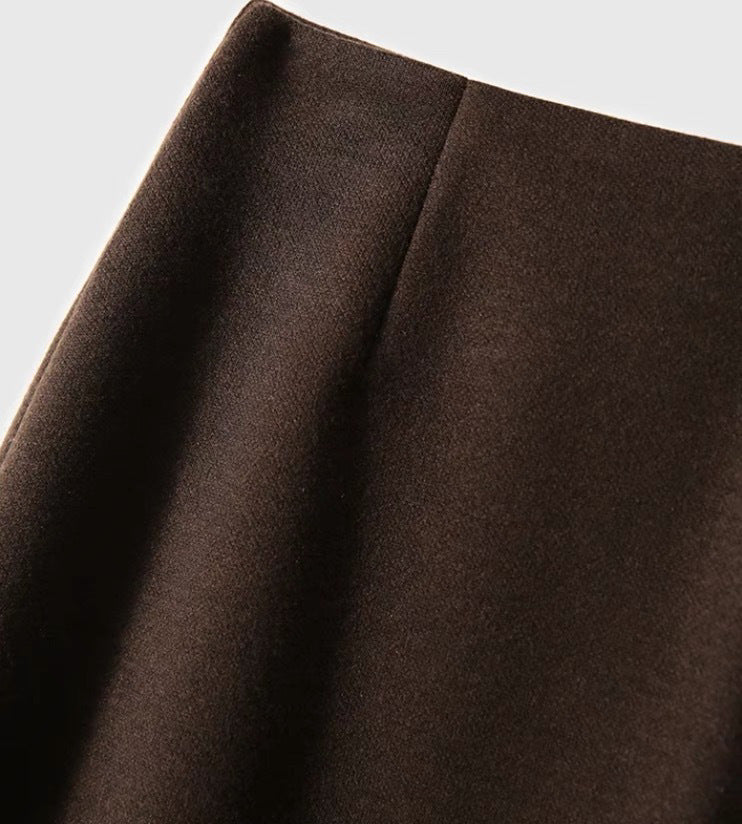 Acetate Cashmere Skirt Women's Mid-Length High-End Elegant High-Waist Slimming Rear Split Wool Straight Skirt Autumn and Winter New - Cozy & Co. Market