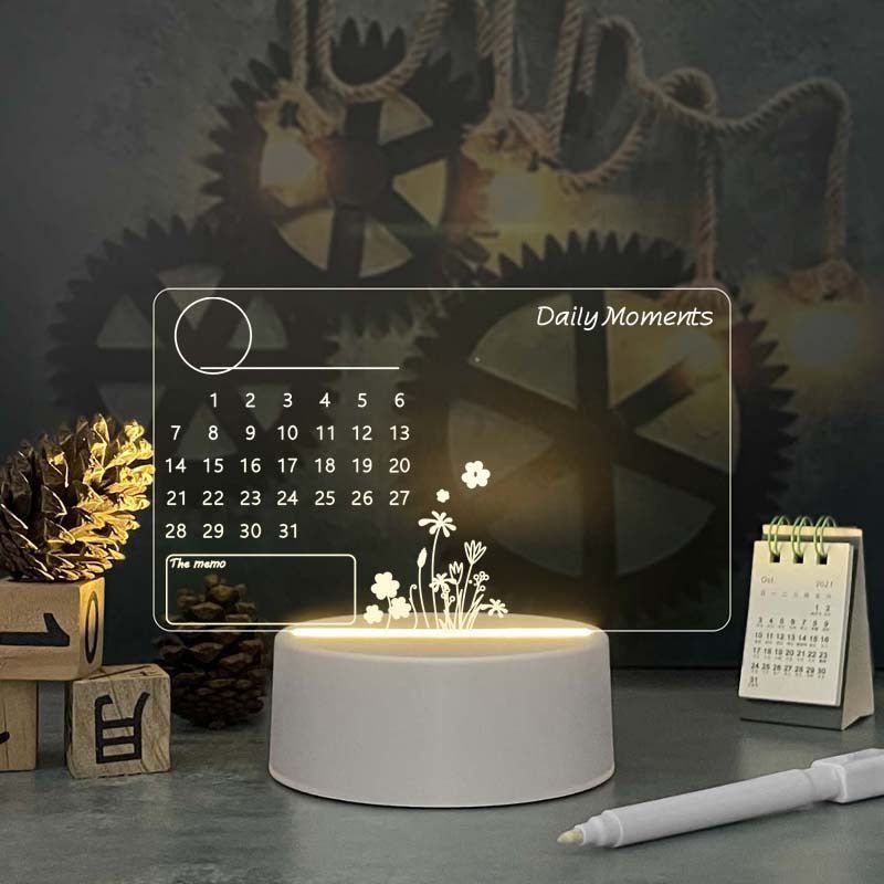 Acrylic Calendar Memo Board with LED Night Light - Cozy & Co. Market
