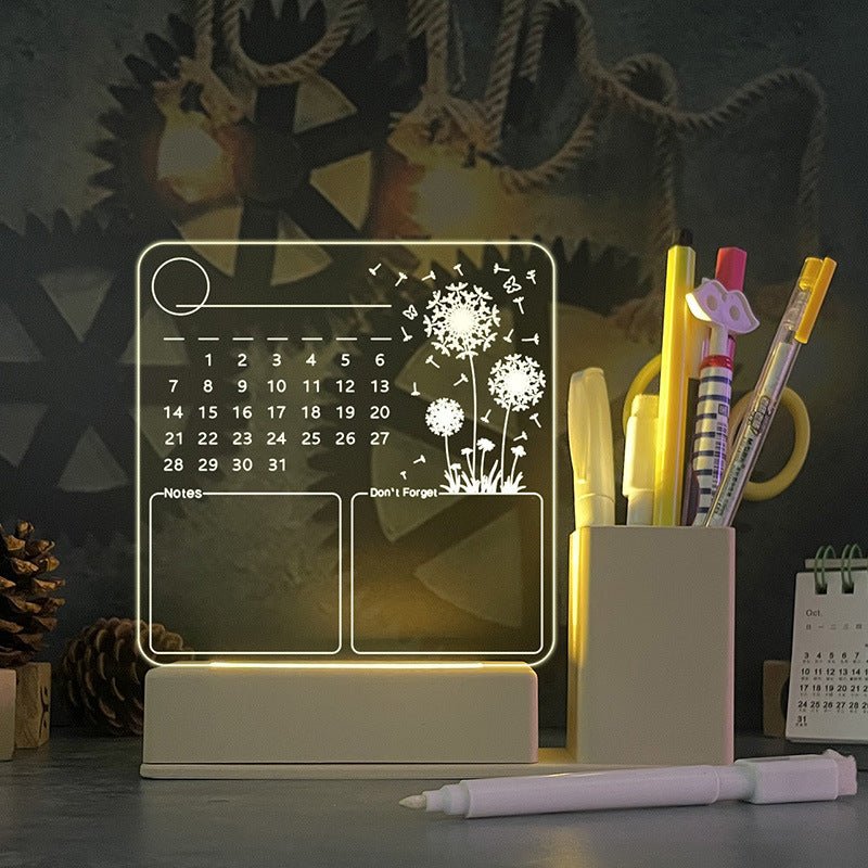 Acrylic Calendar Memo Board with LED Night Light - Cozy & Co. Market