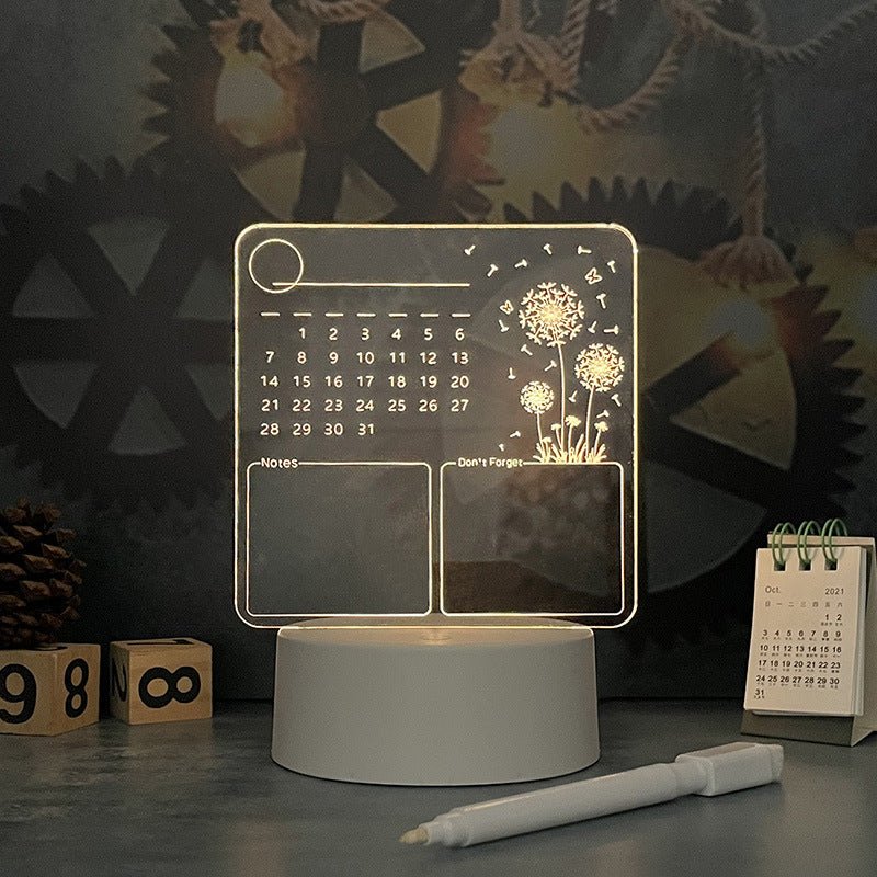Acrylic Calendar Memo Board with LED Night Light - Cozy & Co. Market