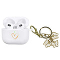 AIIEKZ Compatible with AirPods 3 Case Cover 2021 Soft Silicone Case with Gold Heart Pattern for AirPods 3rd Generation Case with Cute Butterfly Keychain for Girls Women (White) - Cozy & Co. Market