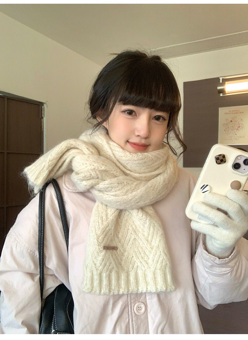Albaca Alpaca Scarf Women's Winter New Wool Blended Korean Fashionable Student High-grade Knitted Scarf - Cozy & Co. Market
