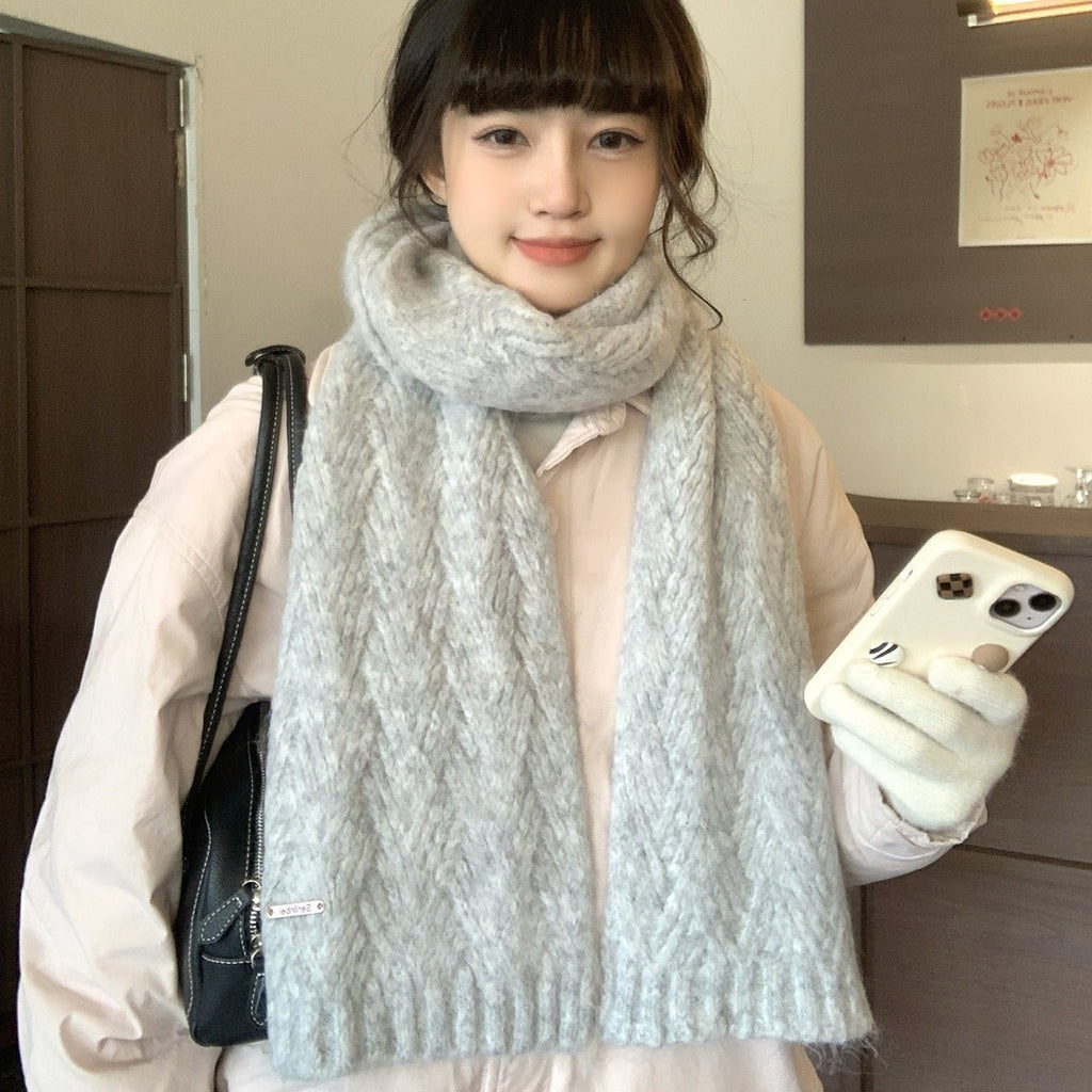 Albaca Alpaca Scarf Women's Winter New Wool Blended Korean Fashionable Student High-grade Knitted Scarf - Cozy & Co. Market