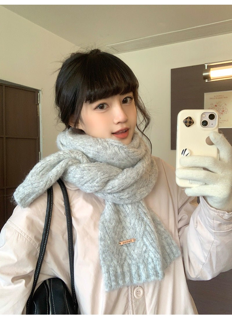 Albaca Alpaca Scarf Women's Winter New Wool Blended Korean Fashionable Student High-grade Knitted Scarf - Cozy & Co. Market