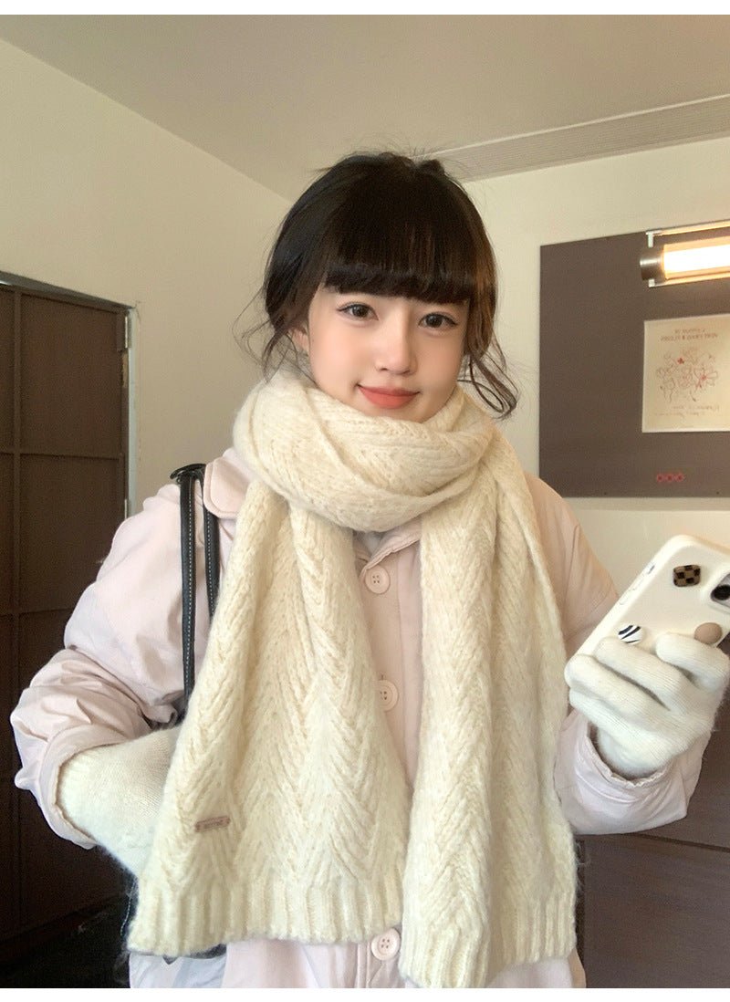 Albaca Alpaca Scarf Women's Winter New Wool Blended Korean Fashionable Student High-grade Knitted Scarf - Cozy & Co. Market