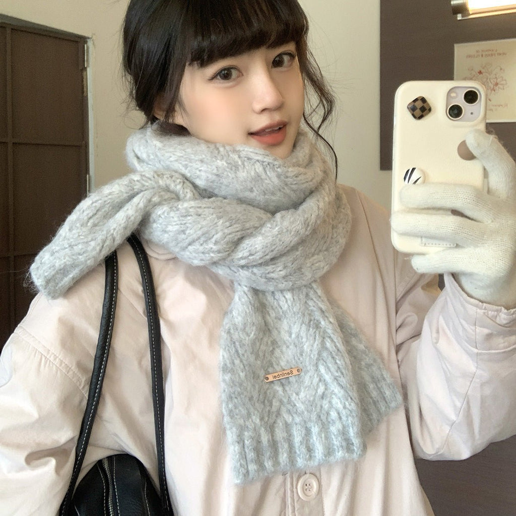 Albaca Alpaca Scarf Women's Winter New Wool Blended Korean Fashionable Student High-grade Knitted Scarf - Cozy & Co. Market
