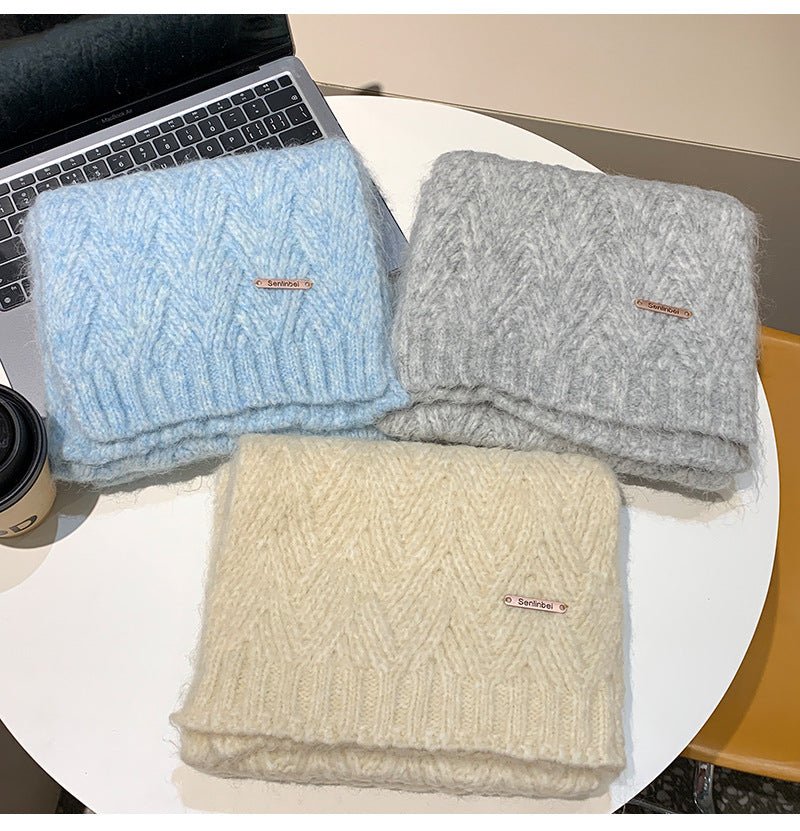 Albaca Alpaca Scarf Women's Winter New Wool Blended Korean Fashionable Student High-grade Knitted Scarf - Cozy & Co. Market