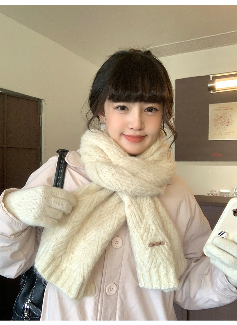 Albaca Alpaca Scarf Women's Winter New Wool Blended Korean Fashionable Student High-grade Knitted Scarf - Cozy & Co. Market