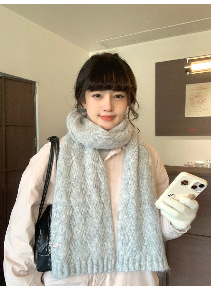 Albaca Alpaca Scarf Women's Winter New Wool Blended Korean Fashionable Student High-grade Knitted Scarf - Cozy & Co. Market