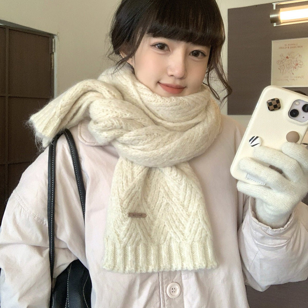 Albaca Alpaca Scarf Women's Winter New Wool Blended Korean Fashionable Student High-grade Knitted Scarf - Cozy & Co. Market