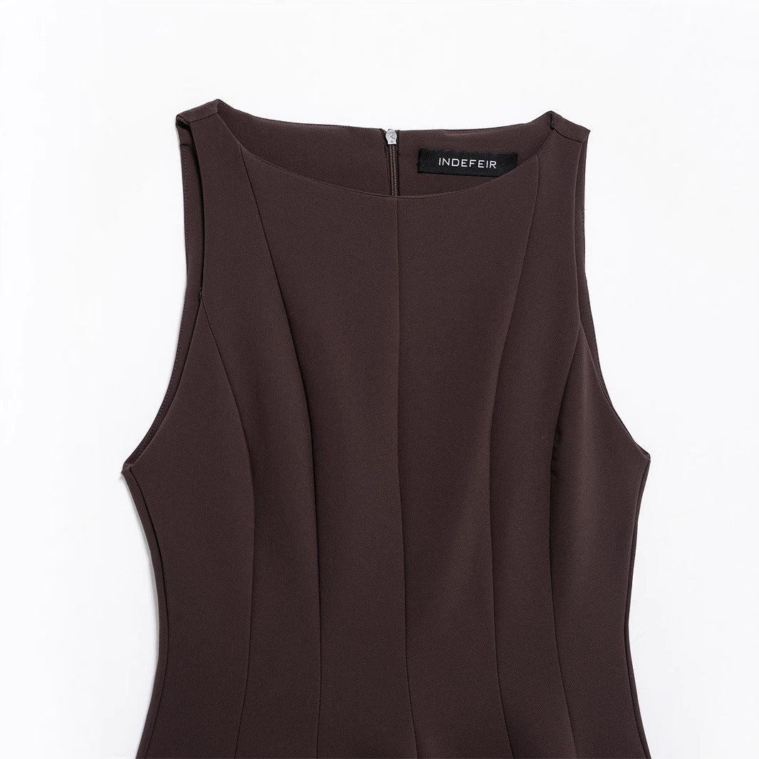 Aliexpress Saw Independent Site New Dress Women's Fashion European and American Style Sleeveless Versatile Solid Color Design 3067230 - Cozy & Co. Market