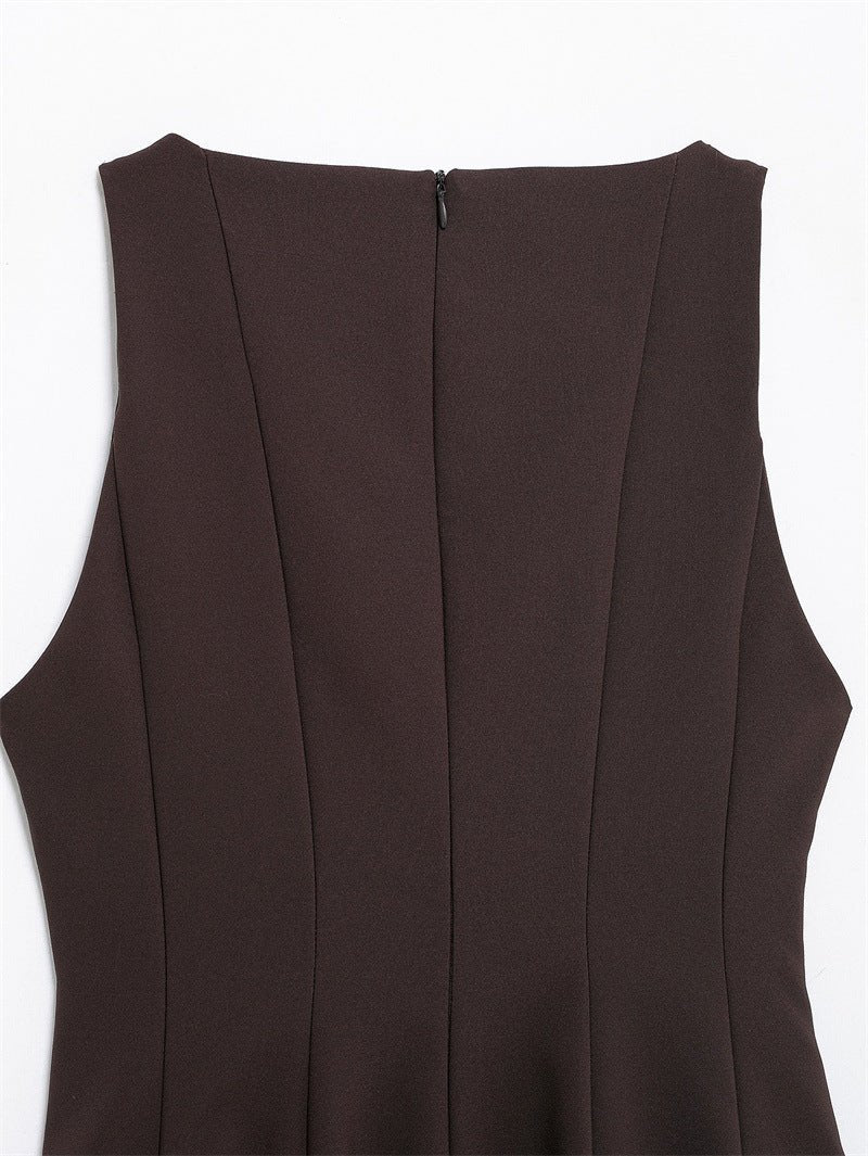 Aliexpress Saw Independent Site New Dress Women's Fashion European and American Style Sleeveless Versatile Solid Color Design 3067230 - Cozy & Co. Market