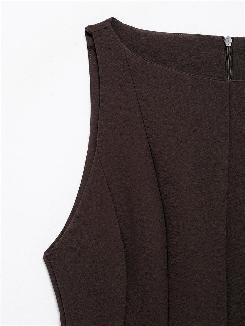 Aliexpress Saw Independent Site New Dress Women's Fashion European and American Style Sleeveless Versatile Solid Color Design 3067230 - Cozy & Co. Market