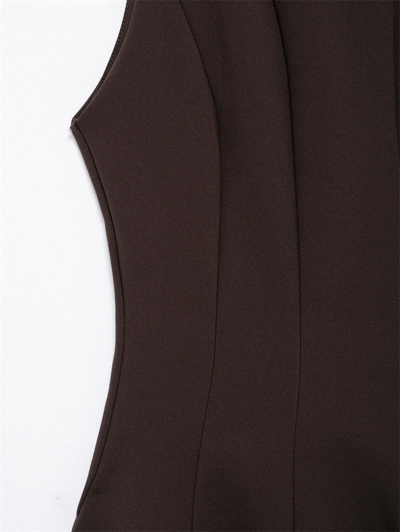 Aliexpress Saw Independent Site New Dress Women's Fashion European and American Style Sleeveless Versatile Solid Color Design 3067230 - Cozy & Co. Market