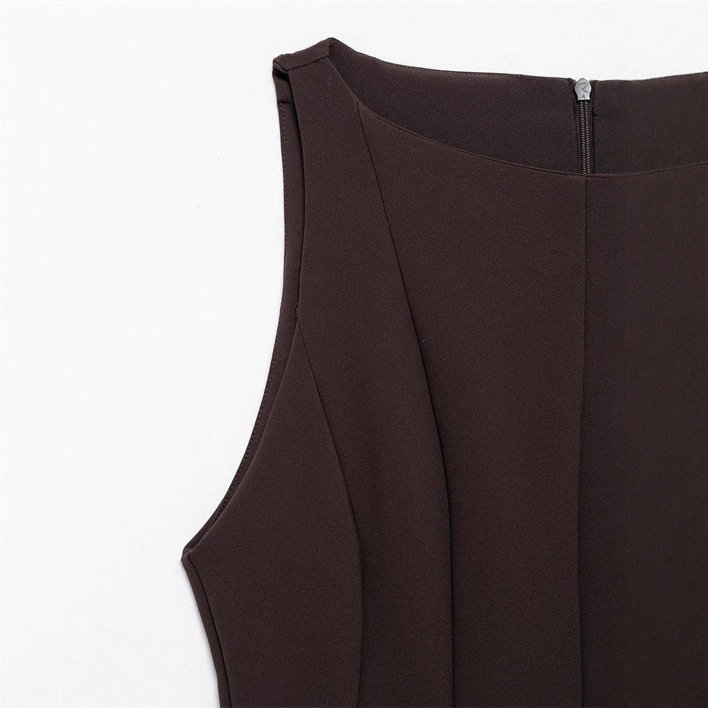 Aliexpress Saw Independent Site New Dress Women's Fashion European and American Style Sleeveless Versatile Solid Color Design 3067230 - Cozy & Co. Market