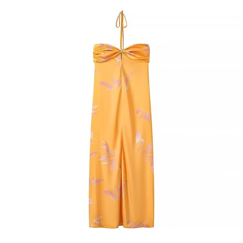 Aliexpress Saw Independent Site Women's Clothing Hip-Hugging Long Dress with Printed Design, Tie-Up Halter Neck, and Strapless Dress - Cozy & Co. Market