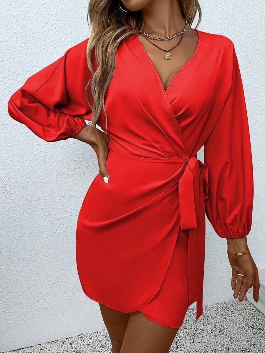 Amazon Cross-Border Export Spring and Summer New Women's Clothing European and American Independent Station Sexy Lace-Up Satin Dress - Cozy & Co. Market