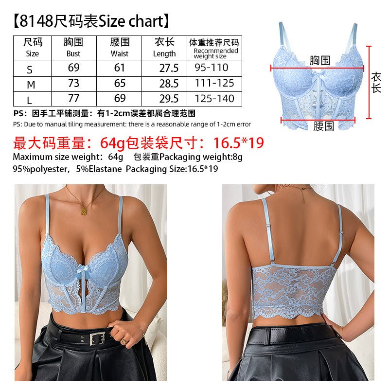 Amazon Sexy Hollow-Out Bra European and American Style Lace See-Through New Hot Girl Camisole Top Summer Top for Women - Cozy & Co. Market