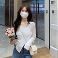 American Style Design Irregular Long-sleeved T-shirt Women's 2024 Spring and Autumn New Slim-fit Slimming Temperament Base Top - Cozy & Co. Market