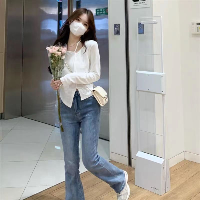 American Style Design Irregular Long-sleeved T-shirt Women's 2024 Spring and Autumn New Slim-fit Slimming Temperament Base Top - Cozy & Co. Market