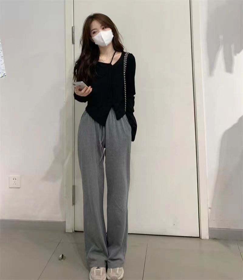 American Style Design Irregular Long-sleeved T-shirt Women's 2024 Spring and Autumn New Slim-fit Slimming Temperament Base Top - Cozy & Co. Market