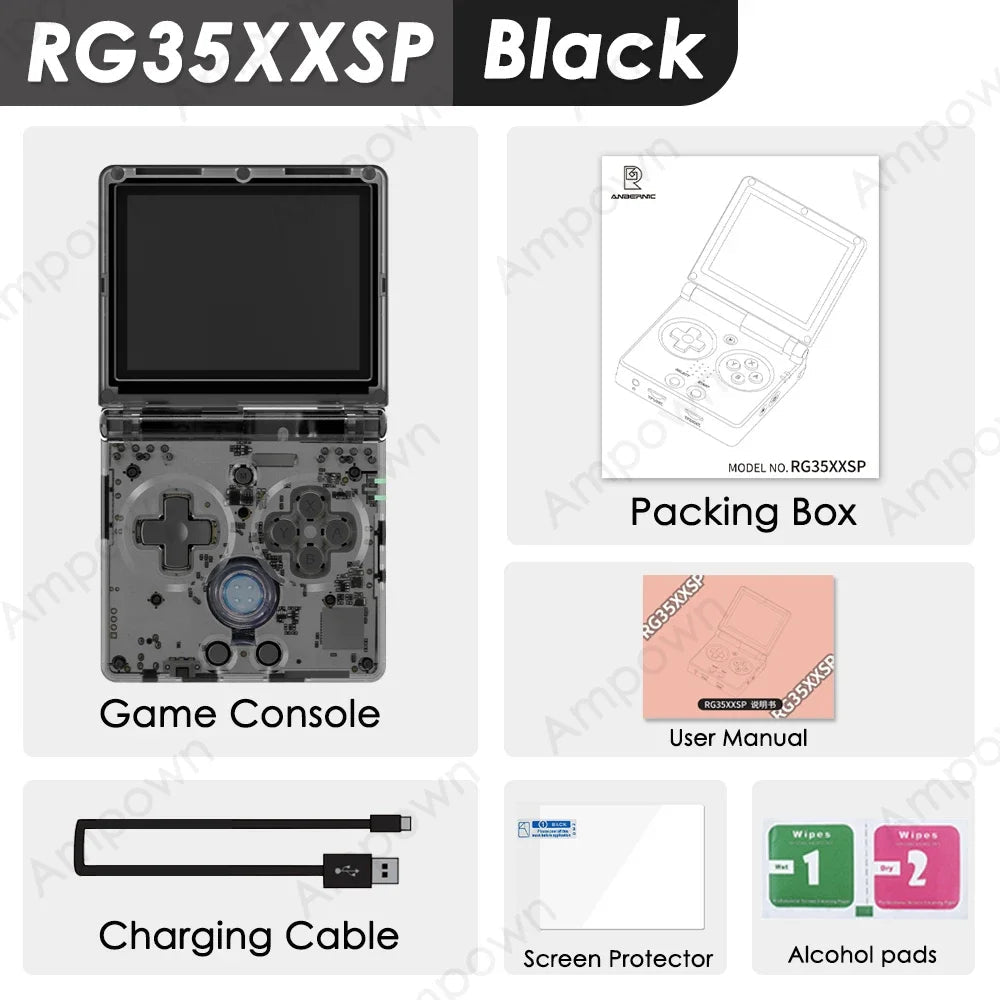 ANBERNIC RG35XXSP Flip Game Console 3.5'' IPS Screen Mini HDMI Output WiFi Bluetooth 4.2 E-book Linux Video Console Player Gifts - Cozy & Co. Market