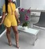 ANSKZTN Women Fashion Bodycon Solid O Neck Hollow Out Bandage Short Sleeve Rompers Jumpsuit - Cozy & Co. Market