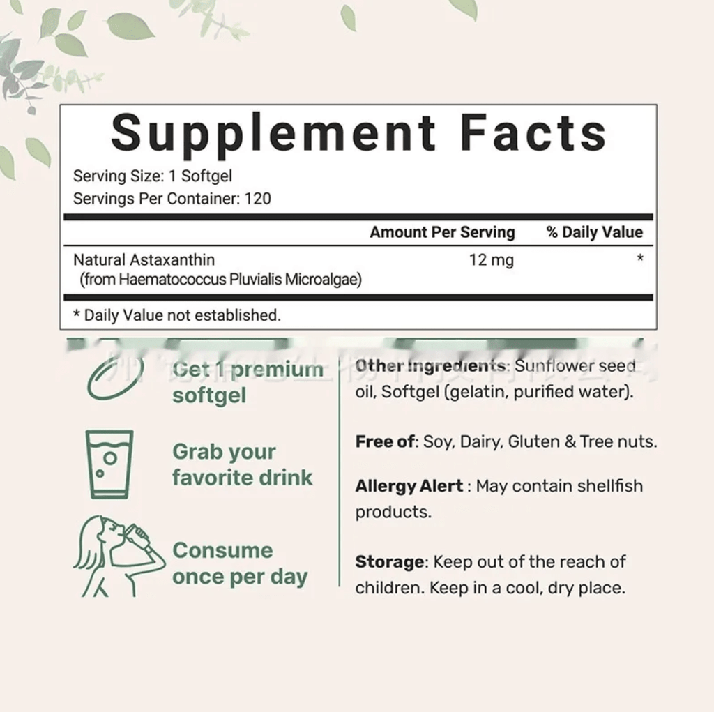Astaxanthin Soft Capsules – 120 Tablets - Cozy & Co. Market