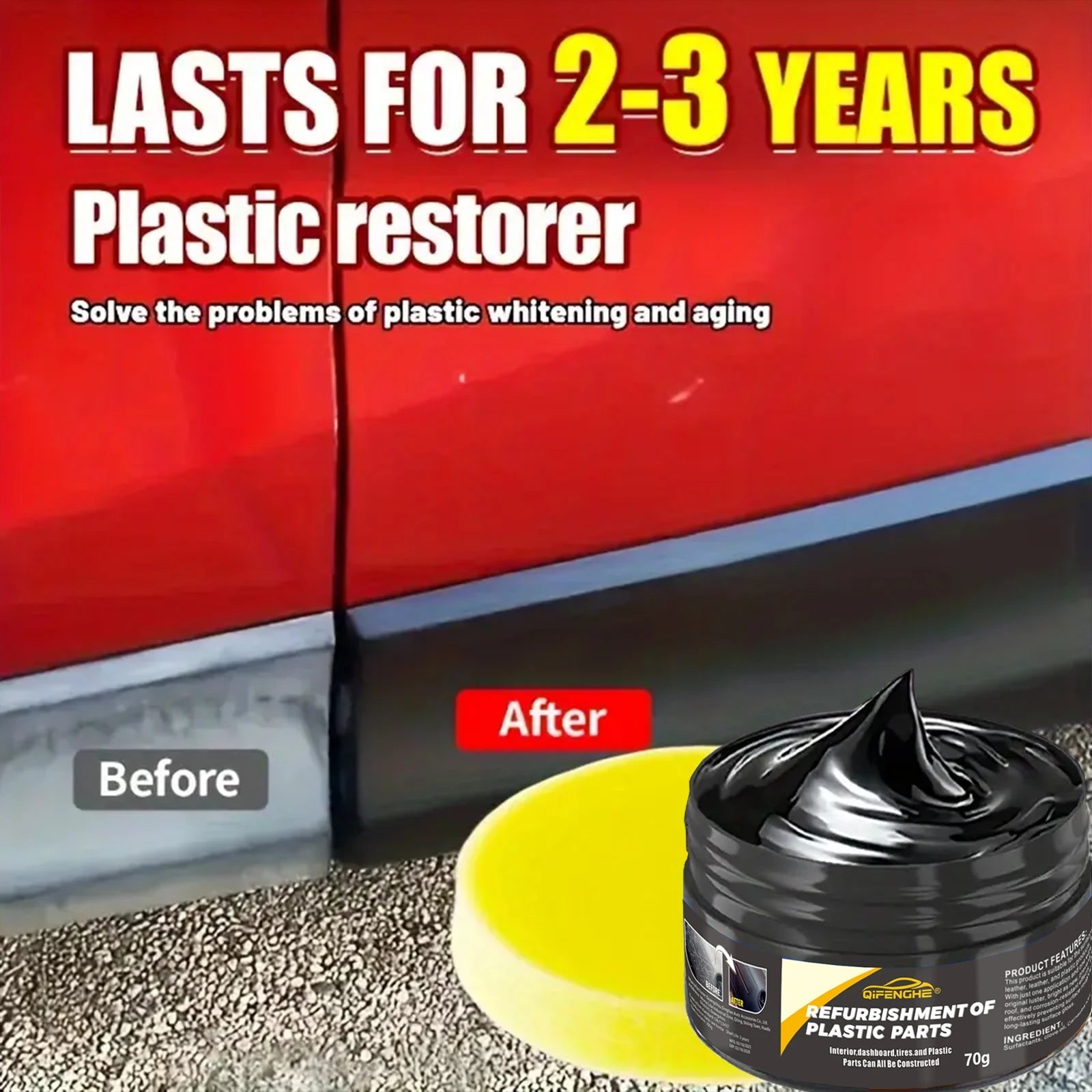 automotive plastic repair agent-interior and exterior plastic polishing wax, scratch repair anti-aging cream, suitable for tires - Cozy & Co. Market
