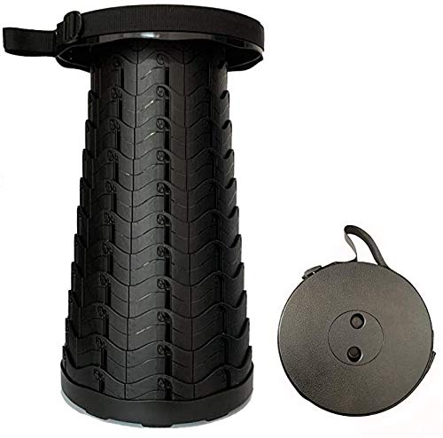 Avenoir Telescopic Portable Stool Camping Retractable Folding Stool for Fishing Hiking Travel Queuing Gardening Max Load 397lb(Black) - Cozy & Co. Market
