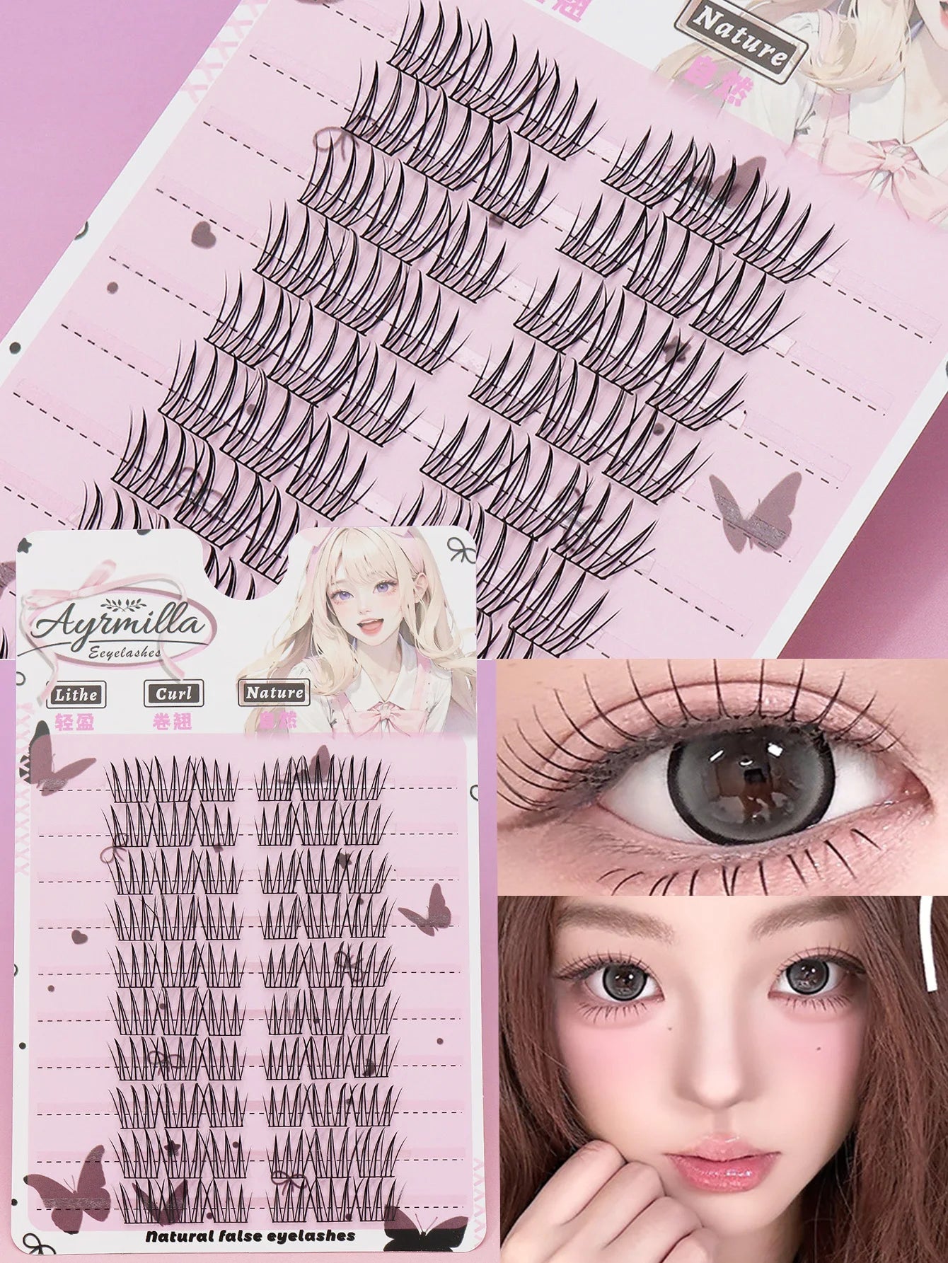 Ayr 80PCS C curl brown style Eyelash Extension Winged Individual Lashes Natural Segmented Eyelash Bundles Makeup Tools - Cozy & Co. Market