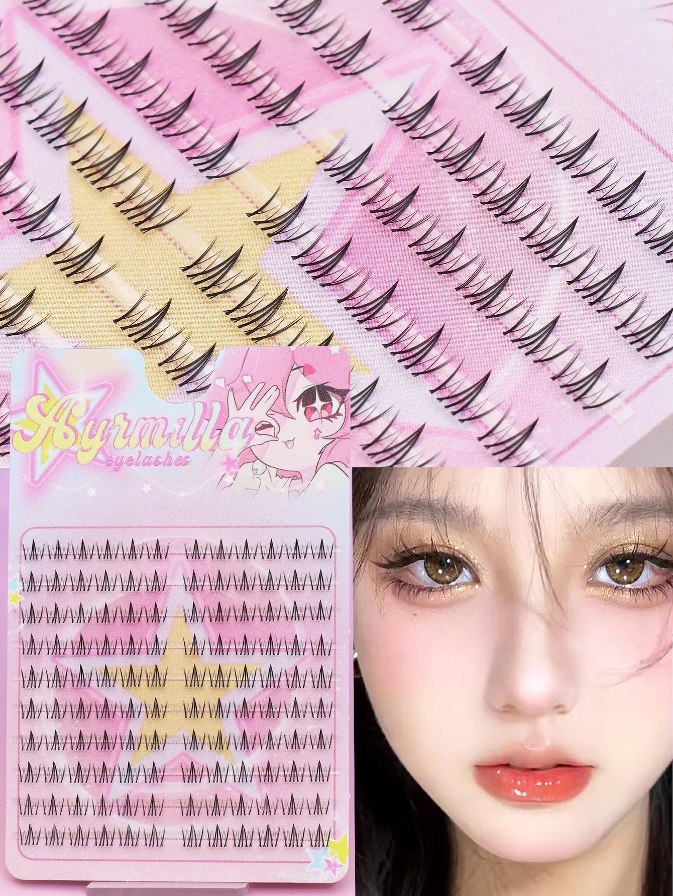 Ayr 80PCS C curl brown style Eyelash Extension Winged Individual Lashes Natural Segmented Eyelash Bundles Makeup Tools - Cozy & Co. Market