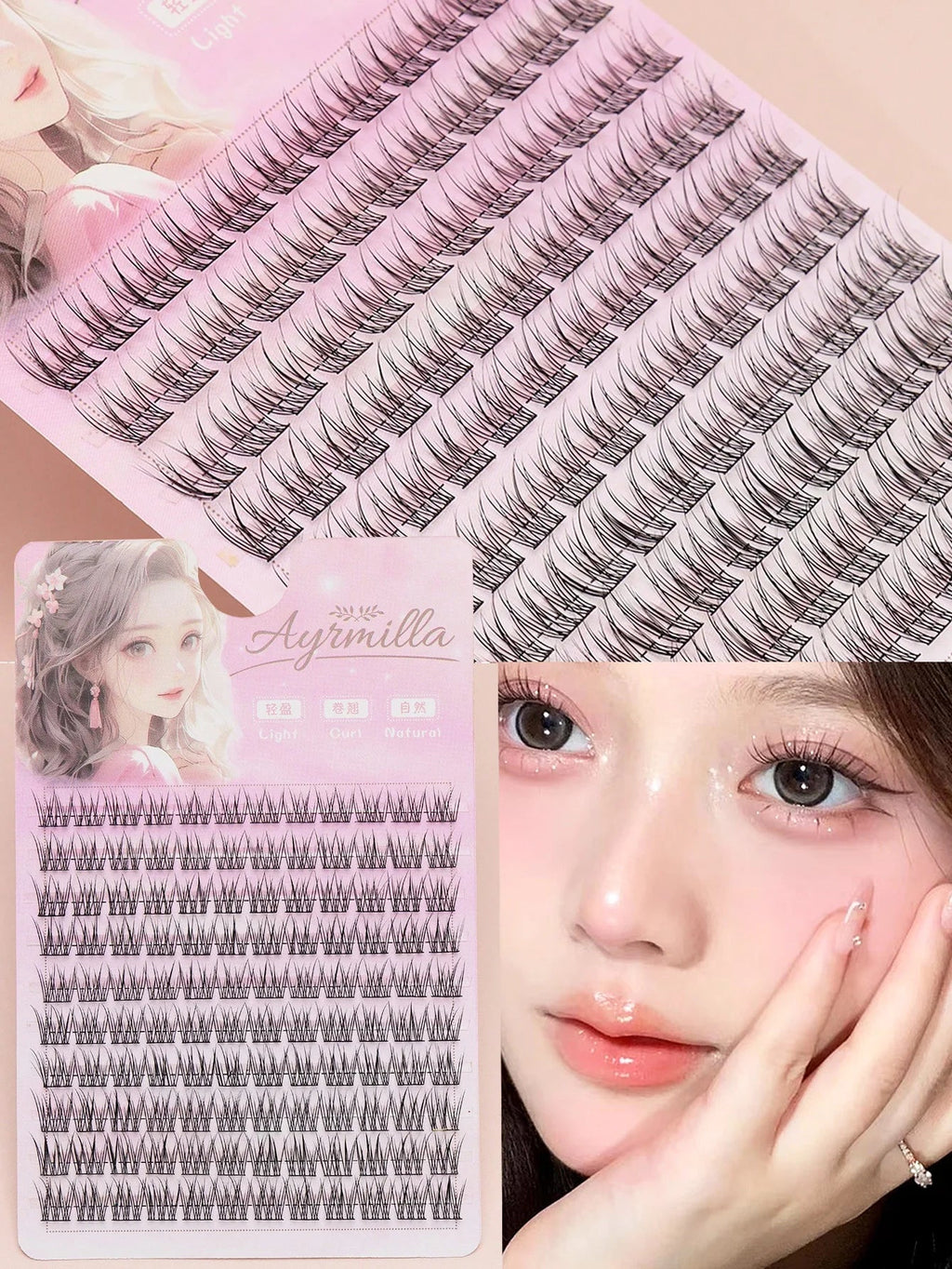 Ayr 80PCS C curl brown style Eyelash Extension Winged Individual Lashes Natural Segmented Eyelash Bundles Makeup Tools - Cozy & Co. Market