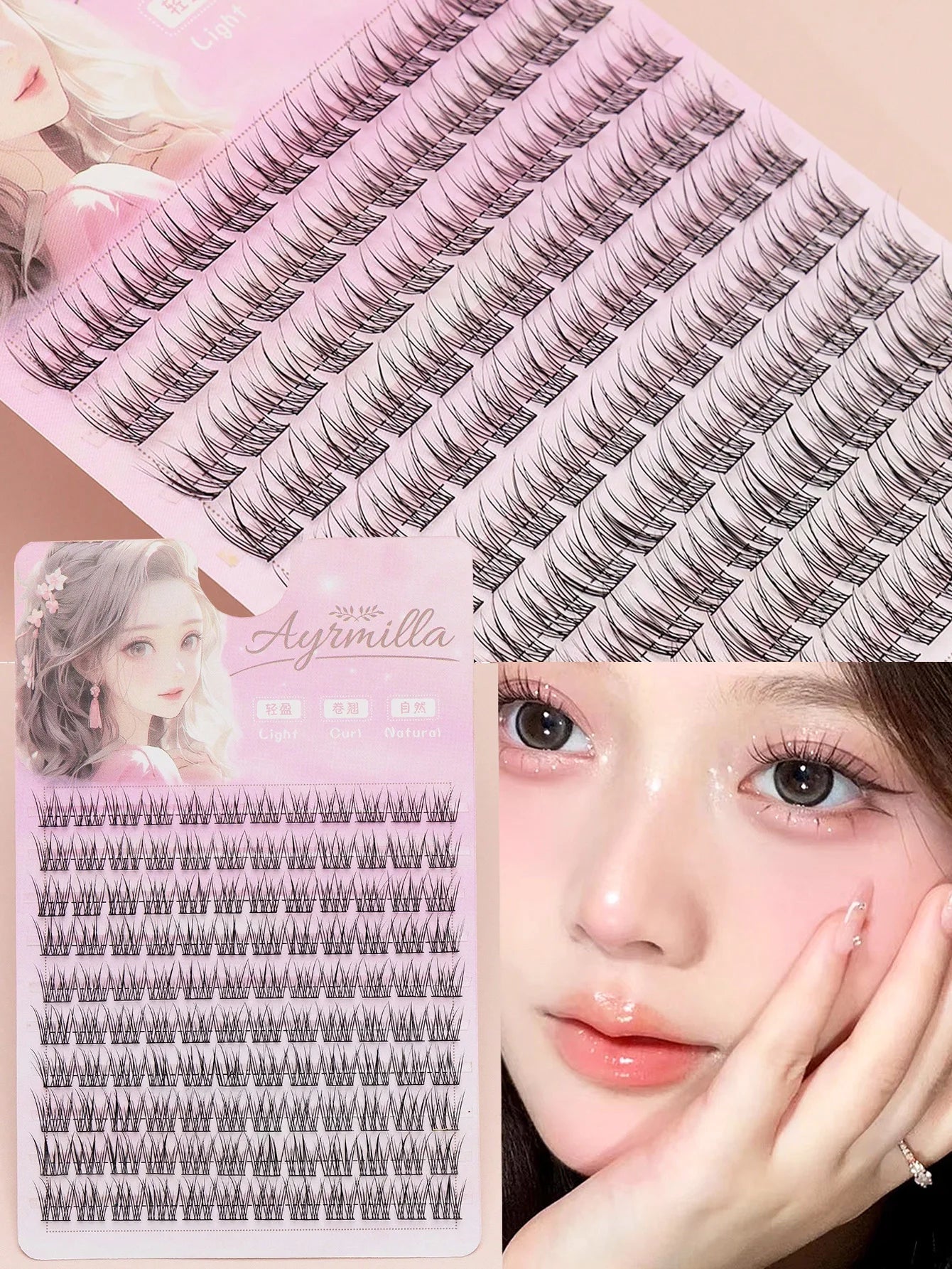 Ayr 80PCS C curl brown style Eyelash Extension Winged Individual Lashes Natural Segmented Eyelash Bundles Makeup Tools - Cozy & Co. Market