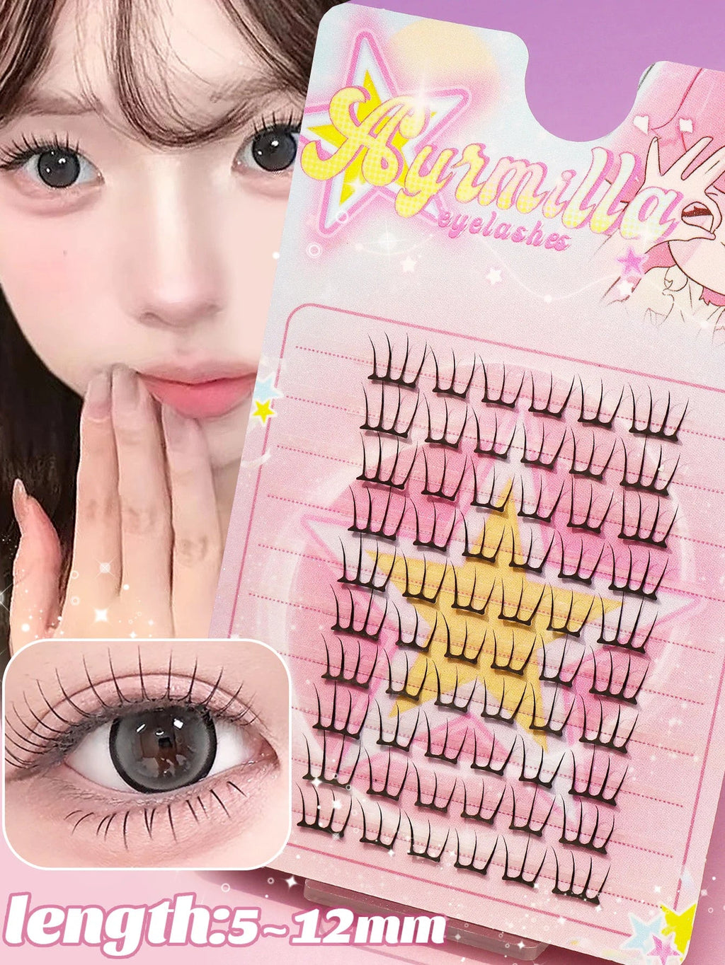 Ayr 80PCS C curl brown style Eyelash Extension Winged Individual Lashes Natural Segmented Eyelash Bundles Makeup Tools - Cozy & Co. Market