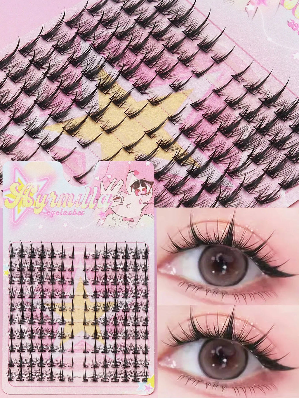 Ayr 80PCS C curl brown style Eyelash Extension Winged Individual Lashes Natural Segmented Eyelash Bundles Makeup Tools - Cozy & Co. Market