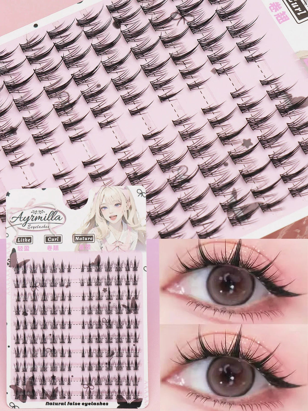 Ayr 80PCS C curl brown style Eyelash Extension Winged Individual Lashes Natural Segmented Eyelash Bundles Makeup Tools - Cozy & Co. Market